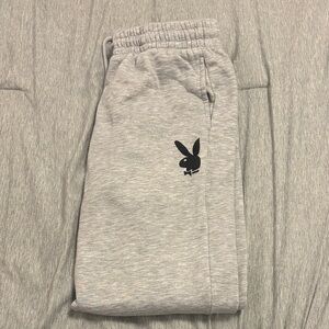 PLAYBOY Light Gray Joggers with Black Logo